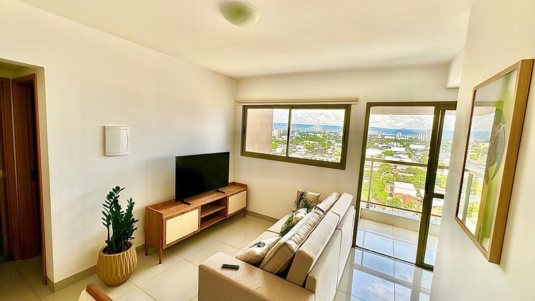 Flat capim dourado | moderno com sofa-cama