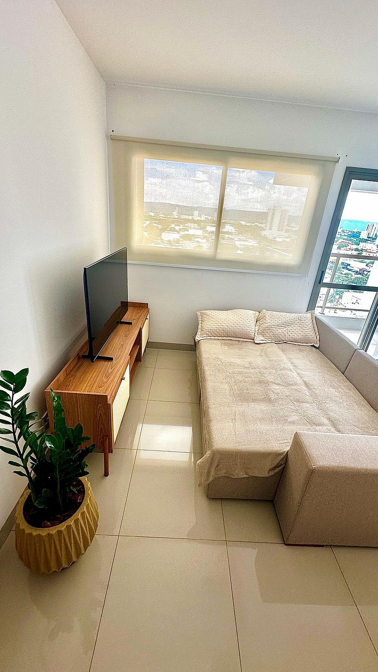 Flat capim dourado | moderno com sofa-cama