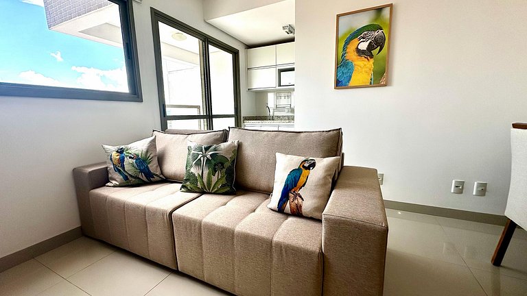 Flat capim dourado | moderno com sofa-cama