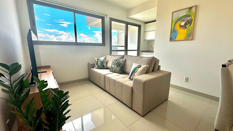 Flat capim dourado | moderno com sofa-cama