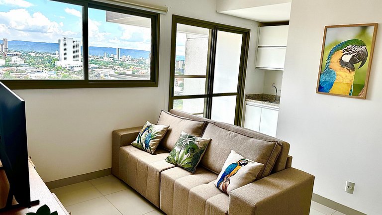 Flat capim dourado | moderno com sofa-cama