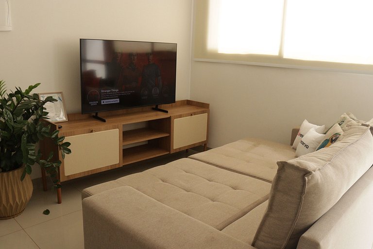 Flat capim dourado | moderno com sofa-cama