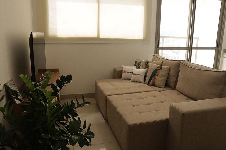 Flat capim dourado | moderno com sofa-cama