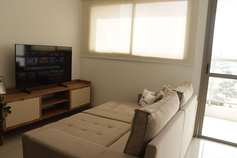 Flat capim dourado | moderno com sofa-cama