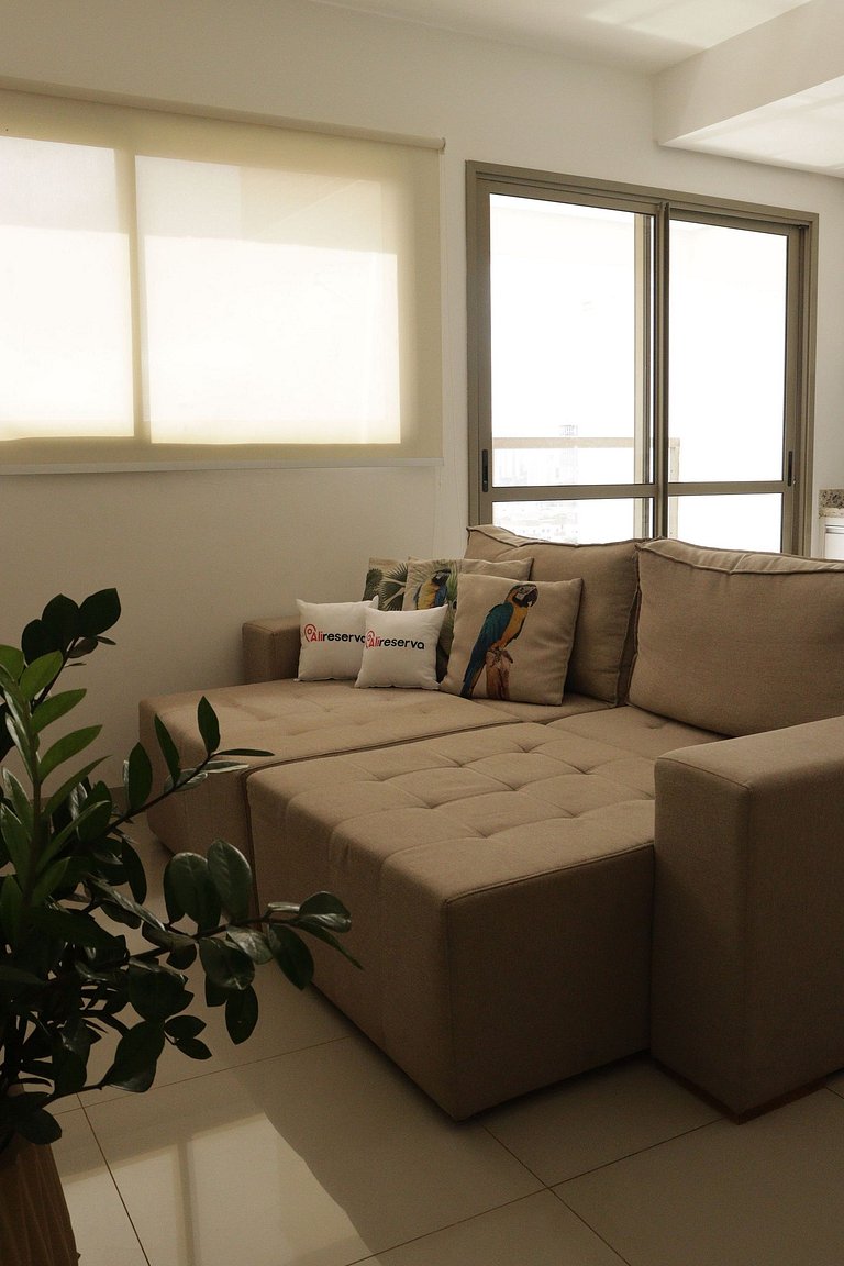 Flat capim dourado | moderno com sofa-cama