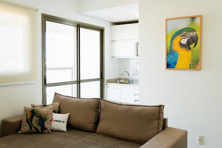 Flat capim dourado | moderno com sofa-cama