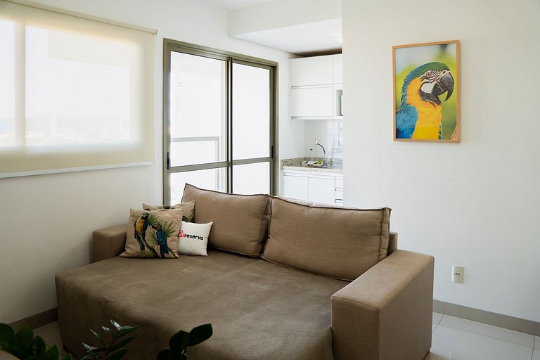 Flat capim dourado | moderno com sofa-cama