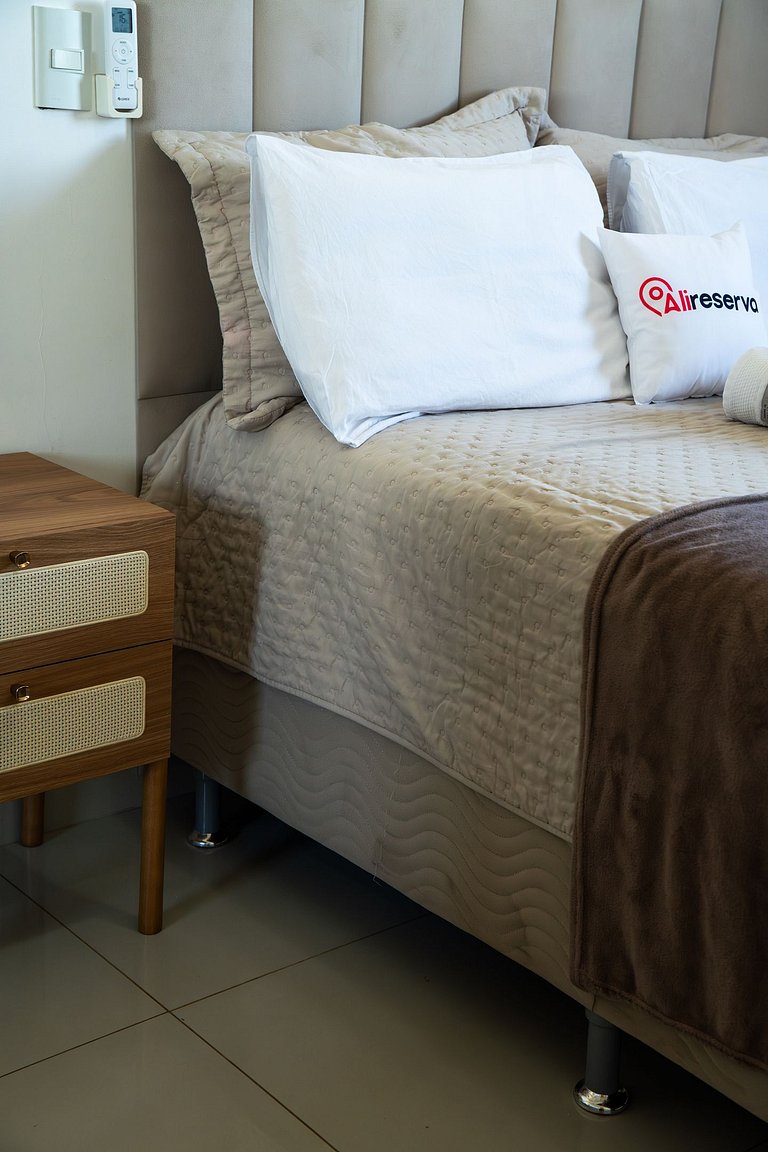 Flat capim dourado | moderno com sofa-cama
