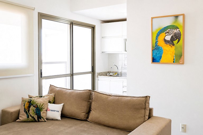 Flat capim dourado | moderno com sofa-cama